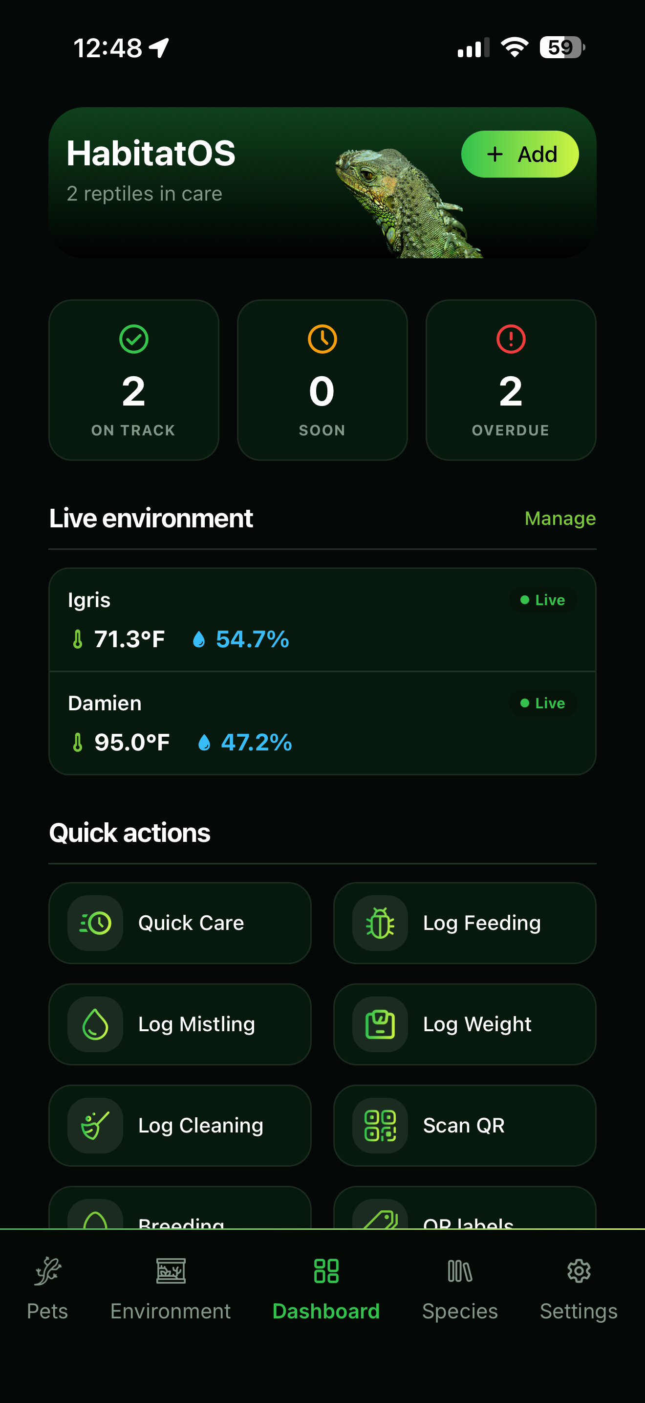HabitatOS app dashboard