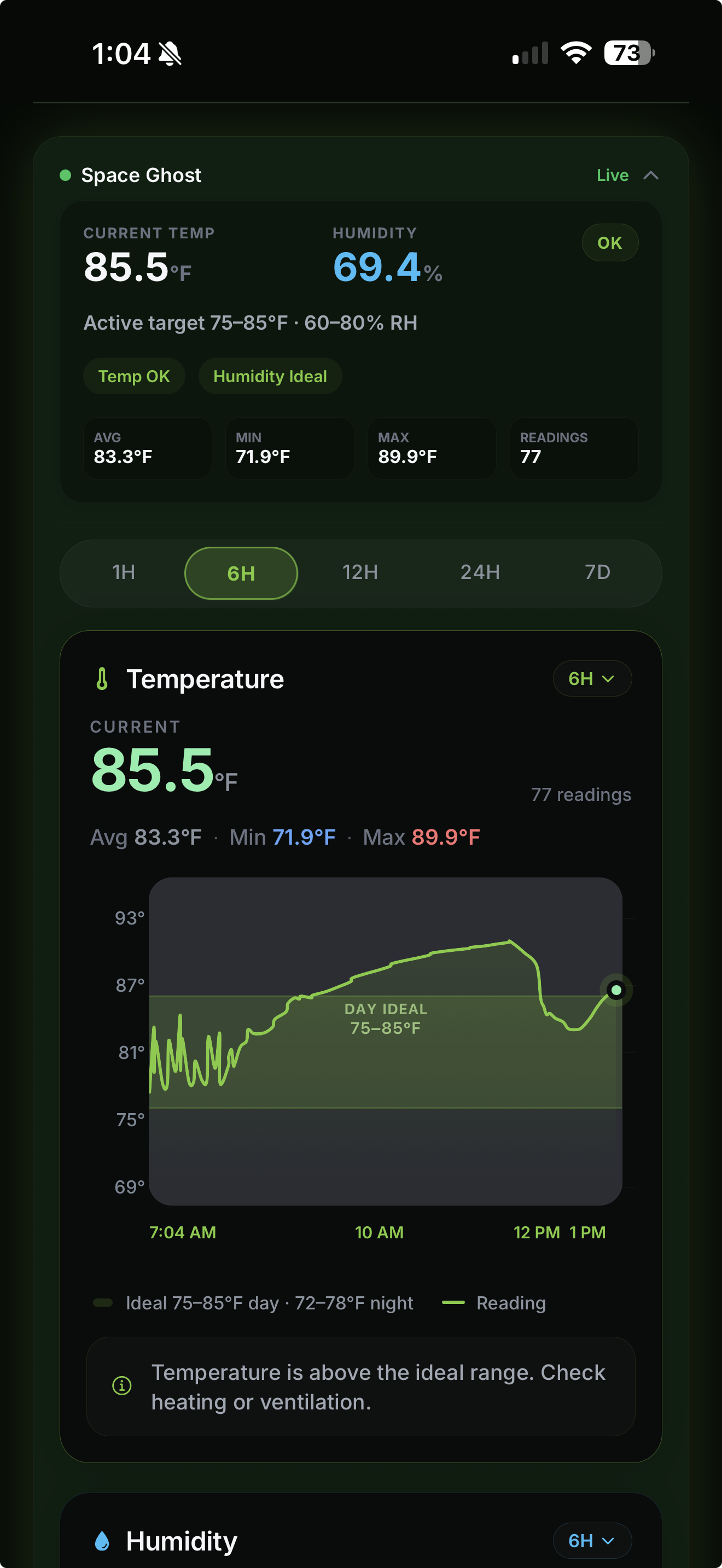 HabitatOS live monitoring screenshot